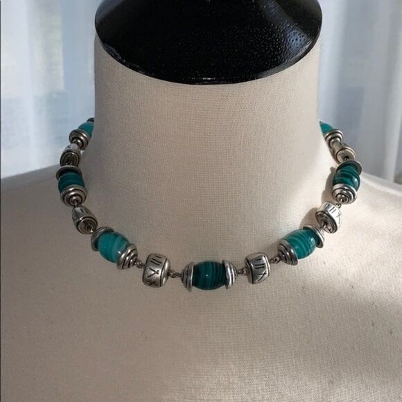 Premier Designs Teal Glass Beads Necklace Earrings - Picture 1 of 5